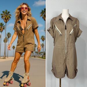 Polo Ralph Lauren 100% Lyocell Utility Romper 12 Tan Romper NWT Summer Casual